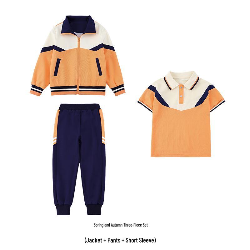 Spring-Autumn School Sports Uniform Set for K-12 Boys & Girls: 2 or 3 Pieces