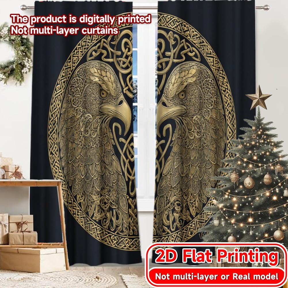 

Modern Flat Printing Celtic Serpents Curtains Semi Sheer Decorations Home Use Study Set Of 2 Made Polyester W100*H70(CM)-Rod Pocket&1PCS