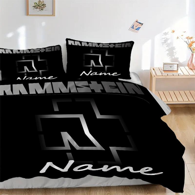 Custom Textile Rammstein Metal Bedding 3 Piece Set HD Print Duvet Cover Pillowcases for Teens Adult Bedroom Decoration