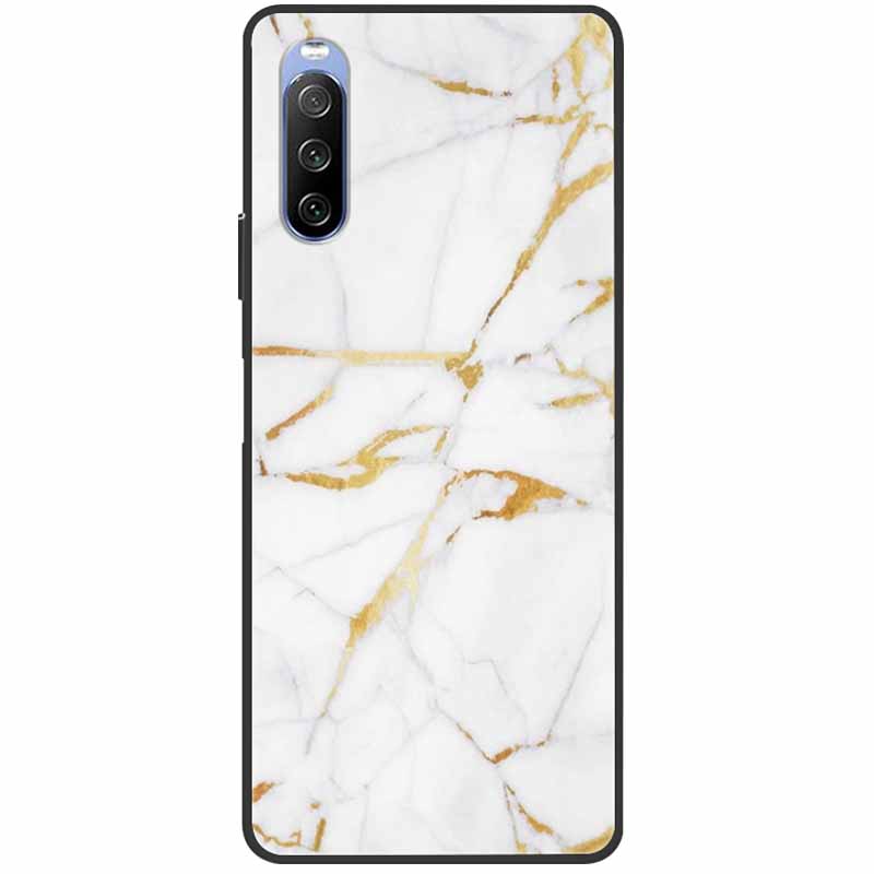 Soft Cover For Sony Xperia 10 III Case 5 III Soft Silicone Black Cases for Sony Xperia 1 III / Xperia1 XZ4 Covers Cool Marble