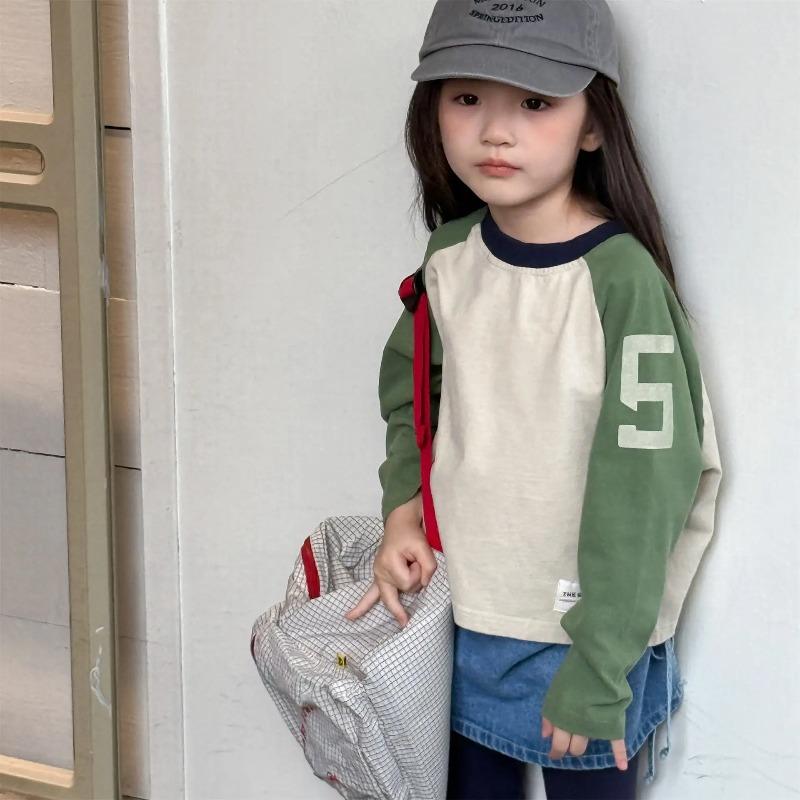 Autumn Kids' T-Shirts Color Block Loose Long Sleeves Children T-Shirt Fashion Soft Boys Clothes