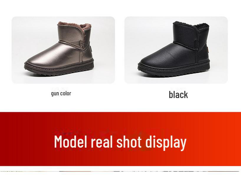 Stylish, Warm Leather Snow Boots: Waterproof, Non-Slip Sole, Thick Velvet Lining