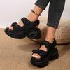 New casual sandals muffin Velcro large size foreign trade platform sandals denim women's shoes