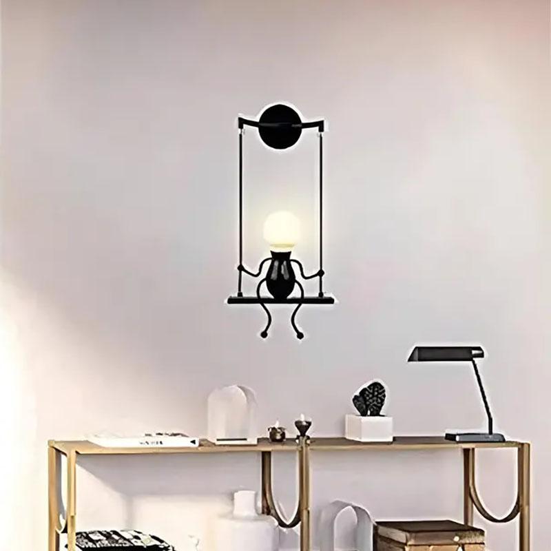 Swing Wall Light Creative Human-shaped Wall Lamp E27 AC powered for Bedroom Bedside Corridor Living Room Dining Room Entrance