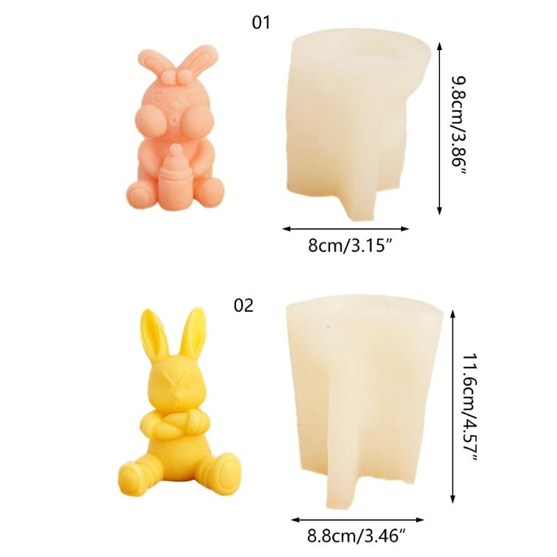 Easter Bunny Candle Mold Rabbit Silicone Mold for DIY Candle Soap Plaster Desk Ornament Chocolate Cake Fondant Decor