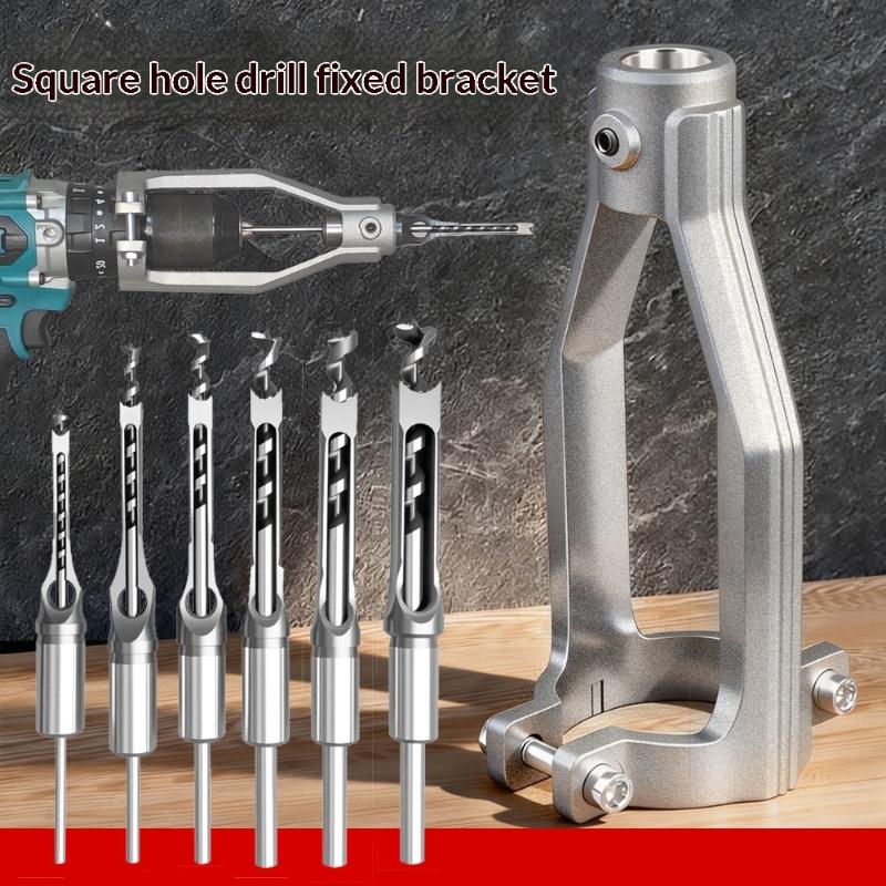 Woodworking Square Hole Drill Bits 4Pcs Chisel Adapter Durable Steel Tools for Professional Mortise Cutting