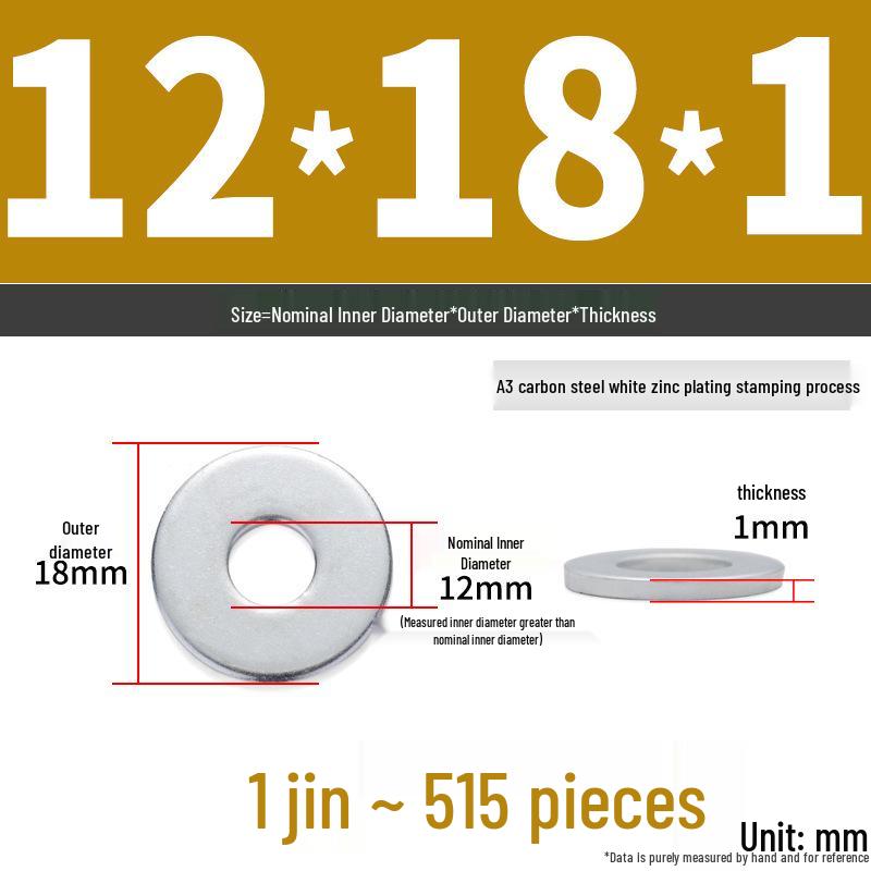 Extra Large Galvanized Metal Flat Washer - Thickened Round Screw Washer M6-M16
