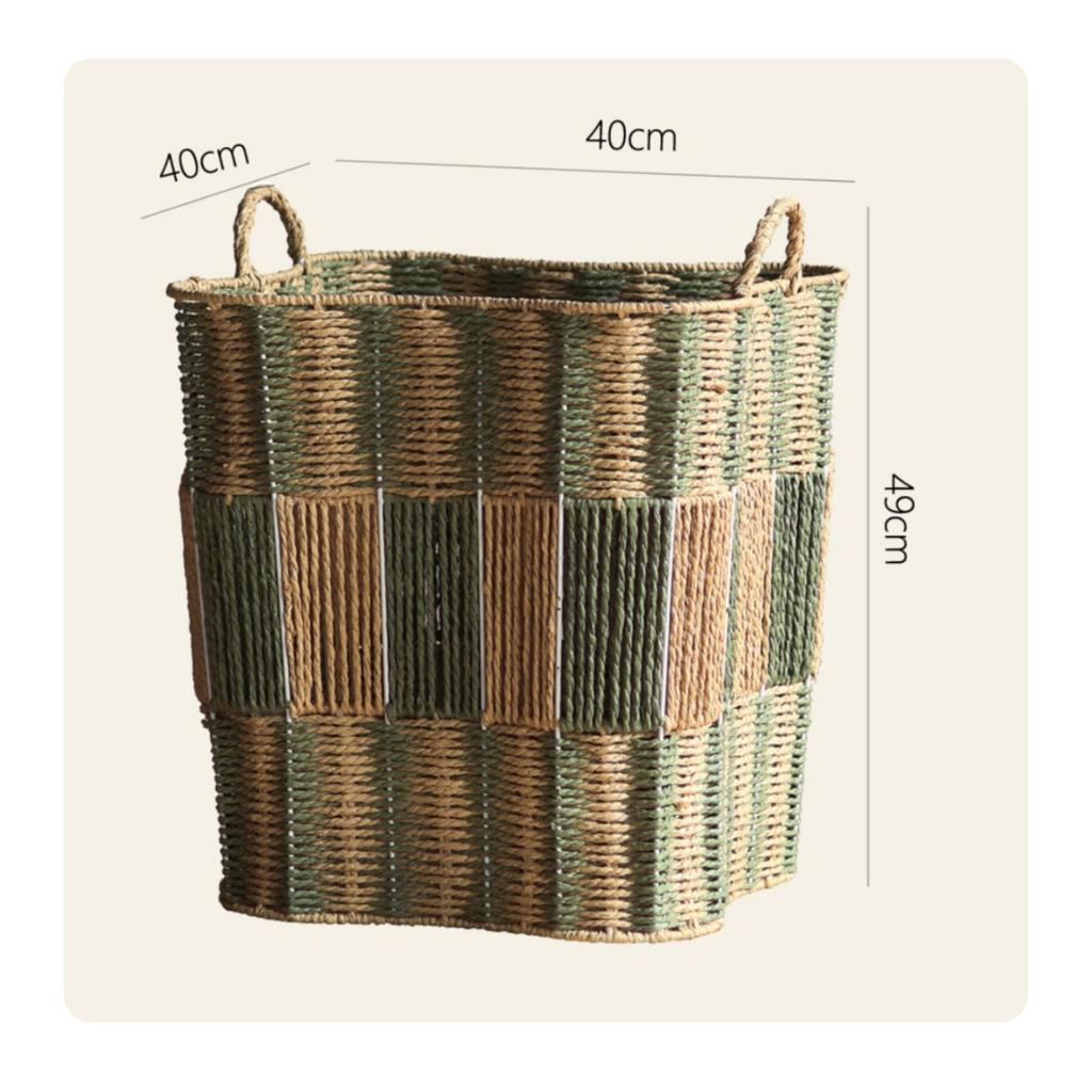 Paper Rope Laundry Basket Open-Top Handwoven Portable for Home