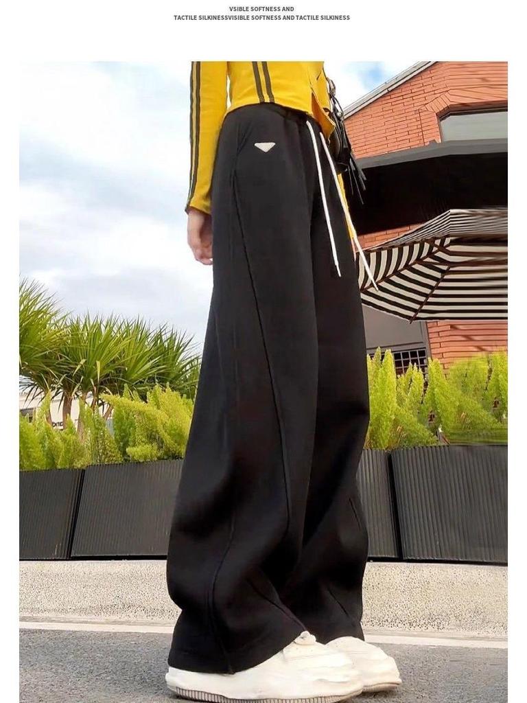 Women's 2025 Yellow Slimming Sweatpants - New Fashionable Casual Straight-Leg Wide-Leg Pants for Dance & Sports.