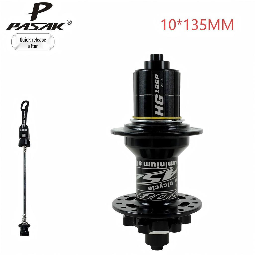 32-Hole Mountain Bike Rear Hub, Four-Bearing, Quick Release Thru-Axle, Six-Bolt Disc Brake, Six-Pawl Cassette Freehub