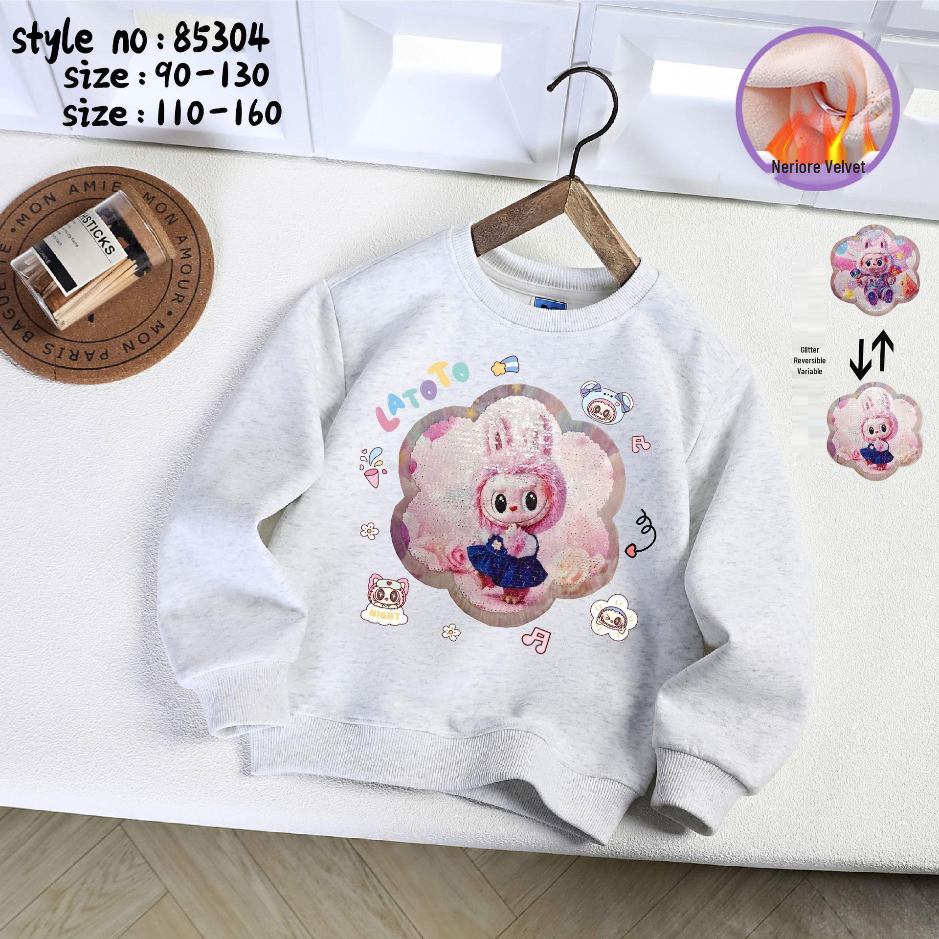 

Толстовка з мультяшним принтом для дівчаток, на флісі, що змінює колір з паєтками 100 cm