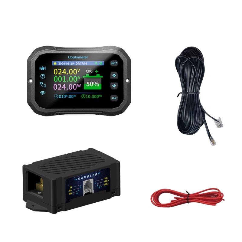 1 Set Battery Coulomb Counter Power Volt Ammeter for Lithium Batteries with Intelligent Safe Features Cable Included