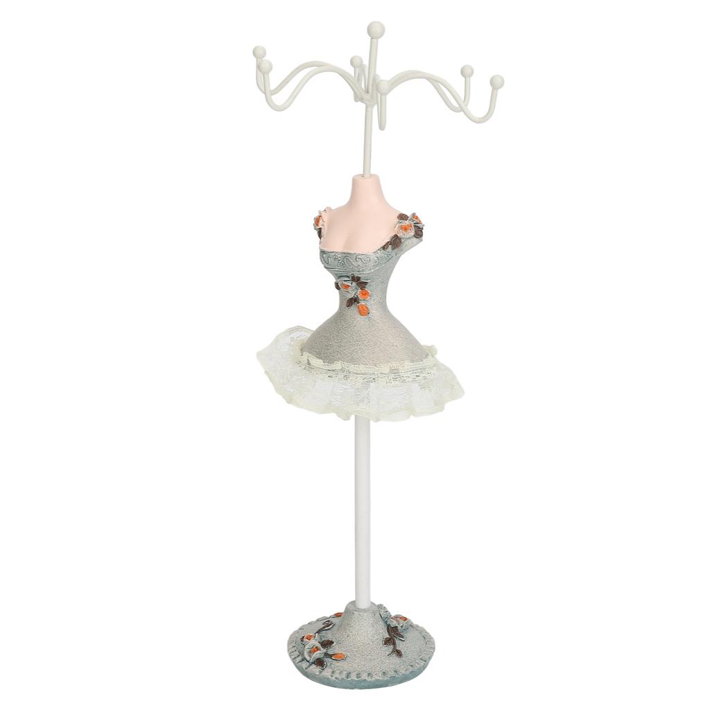 Earrings Necklace Princess Dress Stand Display Iron Mannequin Princess Jewelry Rack Pine Green 3