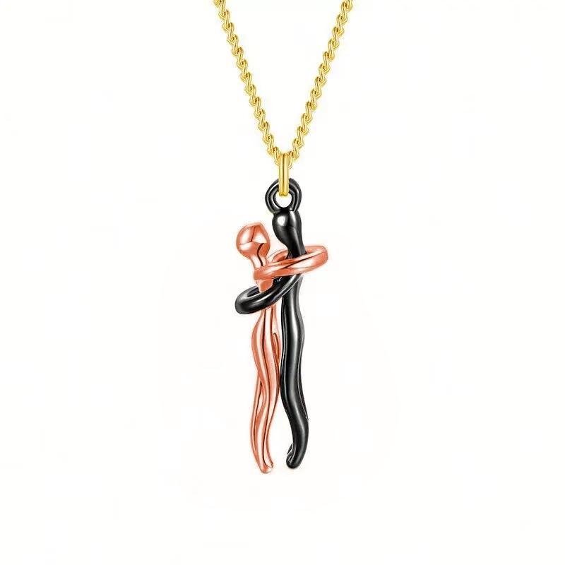 Europese & Amerikaanse Stijl Knuffelend Koppel Roestvrij Staal Hanger Ketting Cadeau