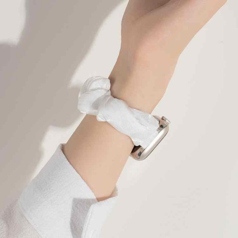 INS Chiffon Ice Silk Elastic Scrunchie Strap For Samsung Galaxy Fit3 SM-R390 Slim Girl Band Loop Bracelet For Galaxy Fit 3