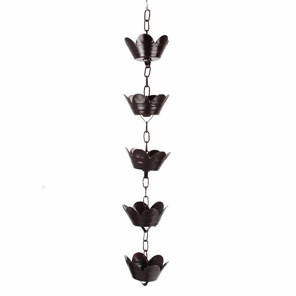 Outdoor Rain Chain Retro with Cups Elegant Hardware Silver-Toned for