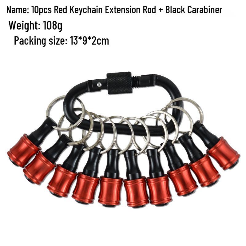 6-Piece Colorful Keychain Set: Extension Rods and Mountaineering Buckle with 1/4" Hex Drill Bit Storage Extension Rod