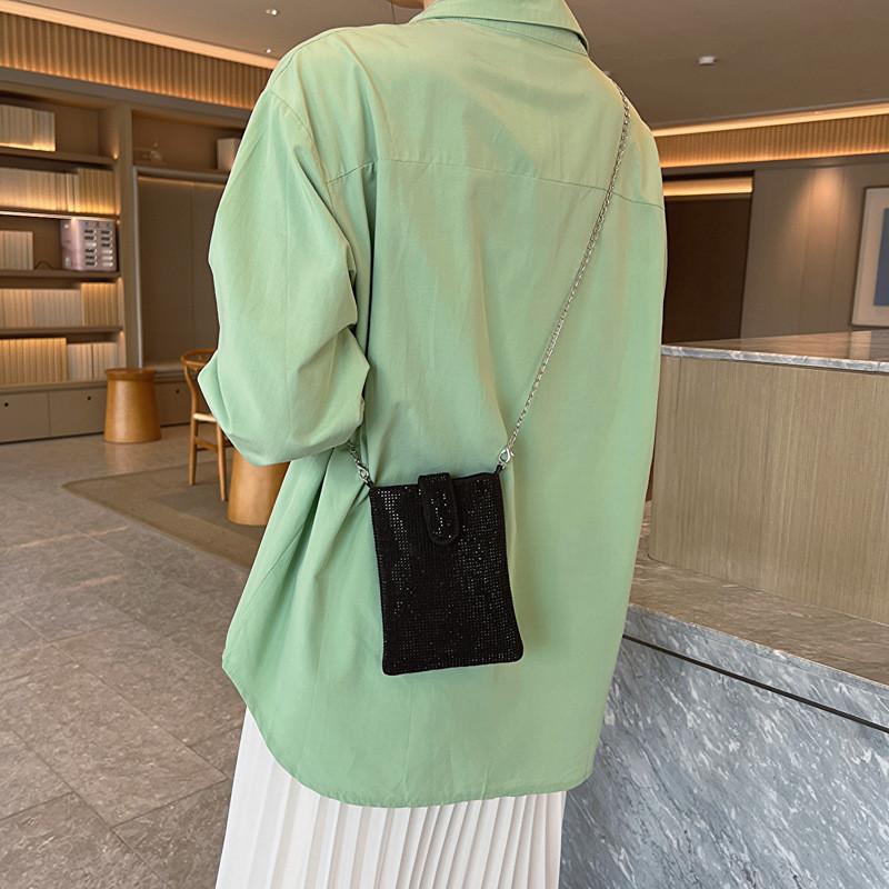 Stylish Street Trend Diamond Small Square Shoulder Bag For Women 2023 Summer New