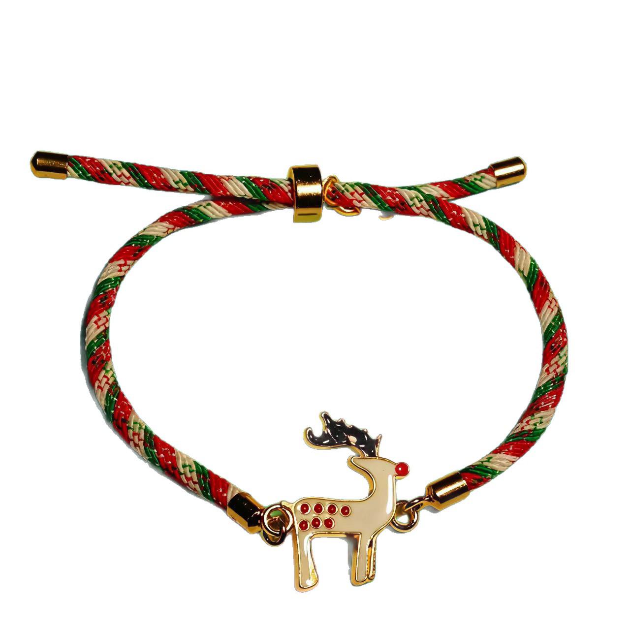 

Красочный Рождественский Мультяшный Браслет с Регулируемой Длиной из Бусин, Подарок Snowman Hand Rope