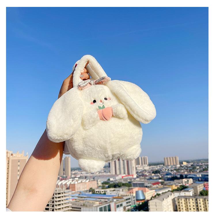 Japanese Cute Avocado Rabbit Plush Handbag - Soft Crossbody Bag for Girls