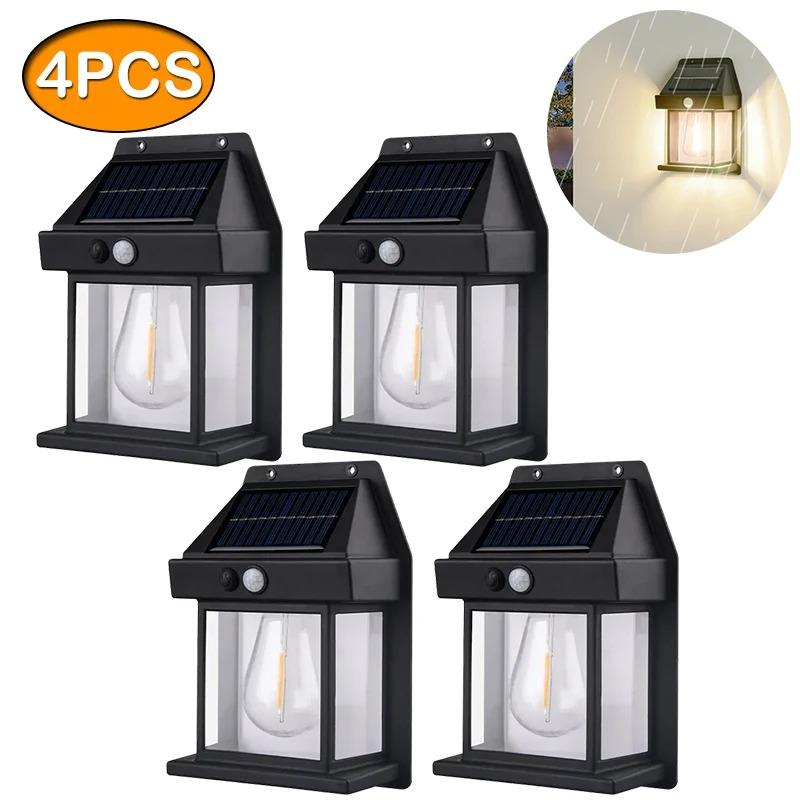 Solar Wall Lights Outdoor Tungsten Waterproof Wireless Motion Sensor Security Lamps Dusk To Dawn Lighting for Garden 1~8PCS