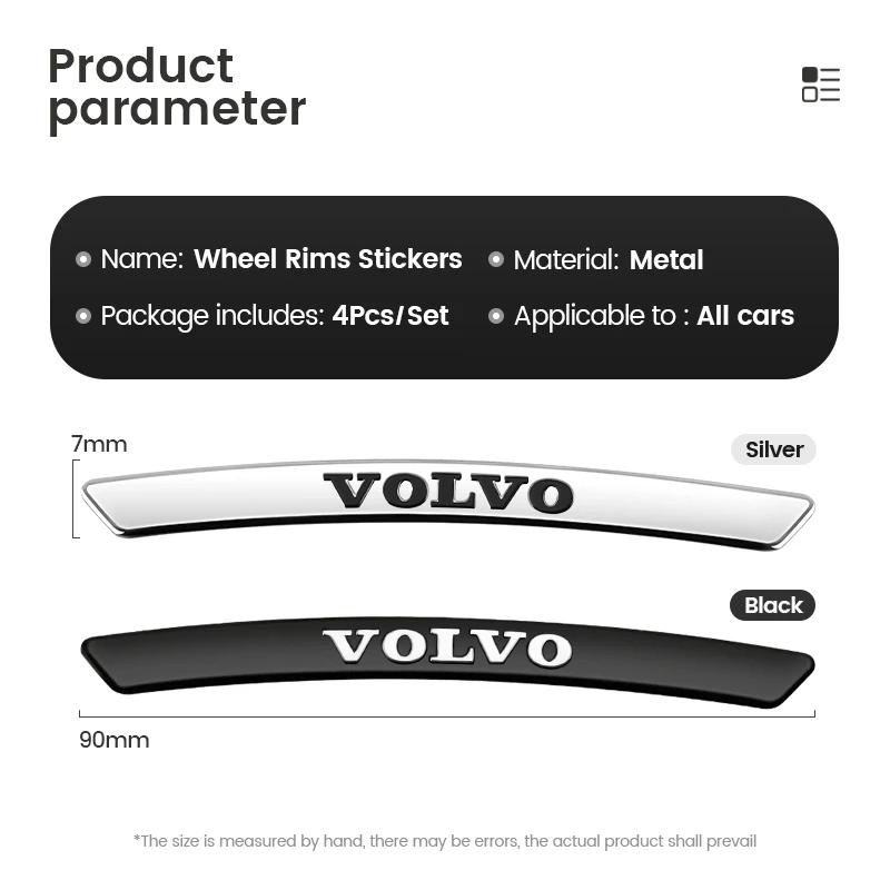 Car Wheel Rim Stickers 4PCS Auto Wheel Hub Decal for Volvo Rdesign Polestar AWD V50 S60 XC60 S40 XC40 XC90 V60 S80 S90 V90 V70