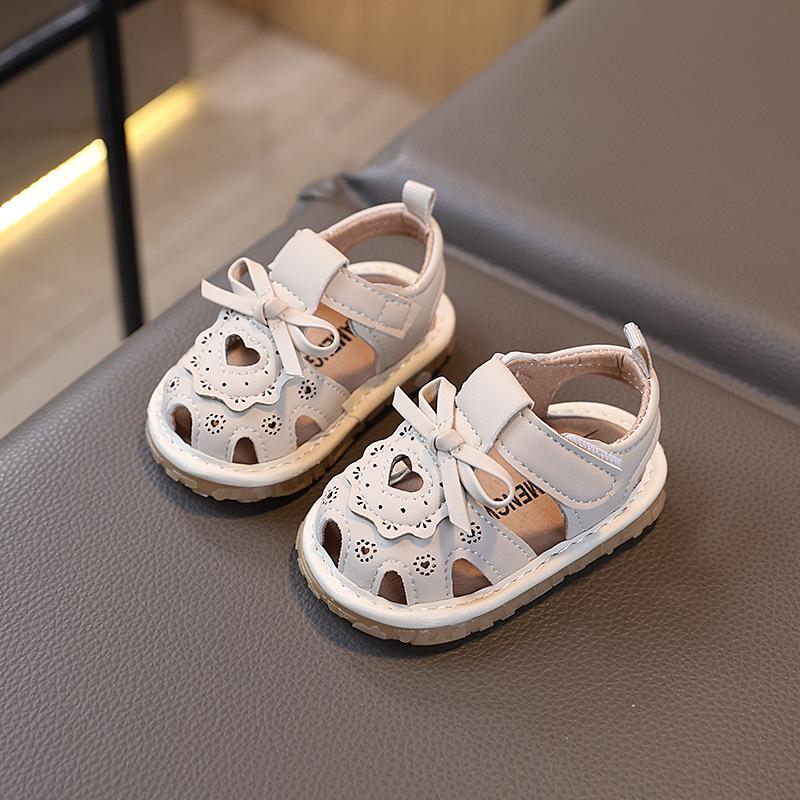 Summer Baby Girl Squeaky Sandals - Soft Sole, Non-Slip, Closed Toe Walker Princess Shoes
