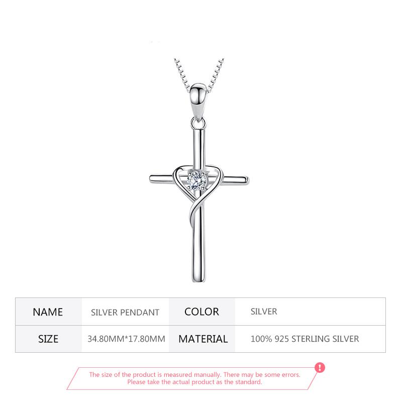 925 Sterling Silver Cross Blue Zircon Pendant Chain Necklace For Women Wedding Jewelry