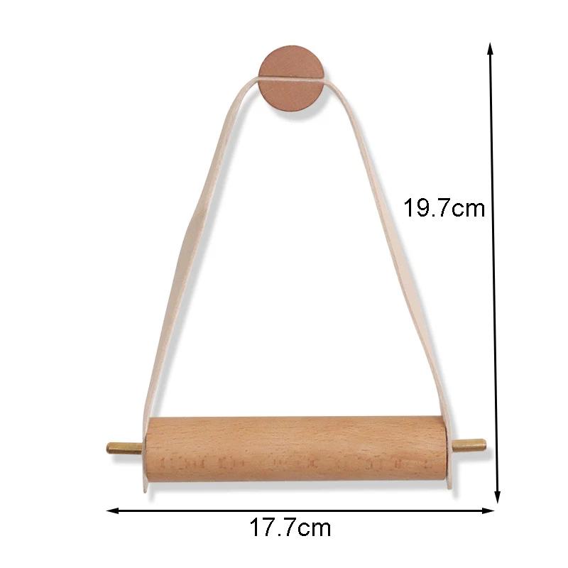 Vintage Toilet Paper Roll Holder Wooden Leather Bathroom Storage Rack Towel Tissue Dispenser Wall Mounted Bathroom Accessories