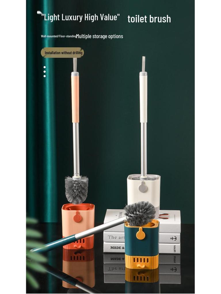 Wall-Mounted Long-Handled Toilet Brush with Drain Pan for Effective Cleaning