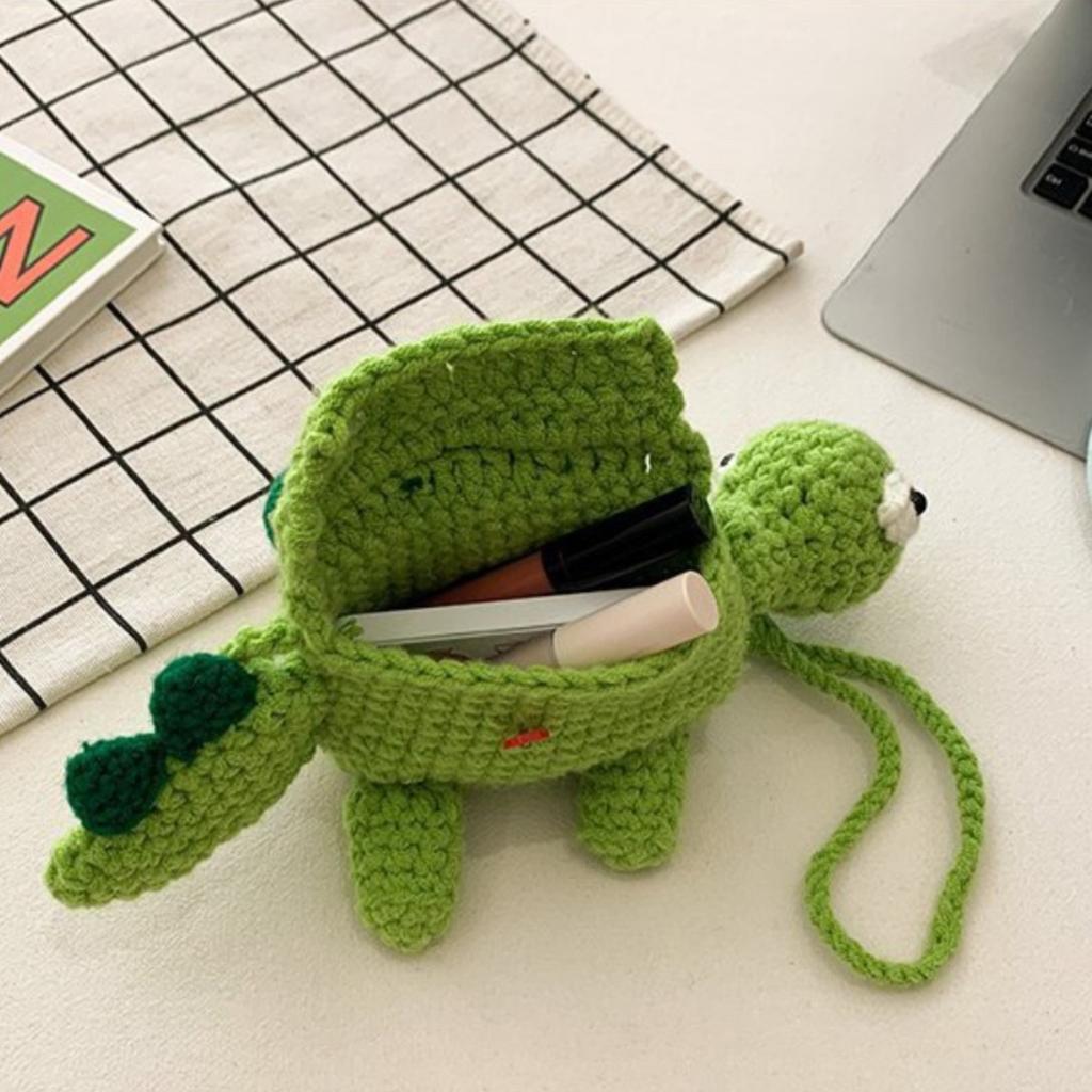 Crochet Bags for Women Dinosaur Shoulder Purses, Knit Bag CrossBody Bag for Girl Women