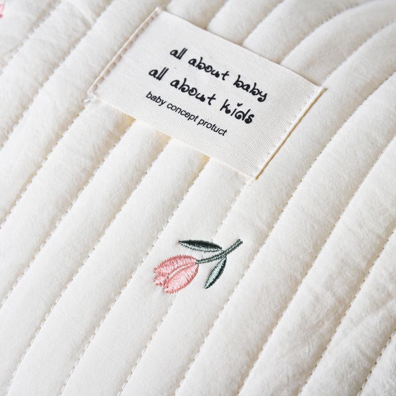 Quilted Cotton Baby Stroller Organizer - Zipper, Embroidery, Diaper & Bottle Storage Bag