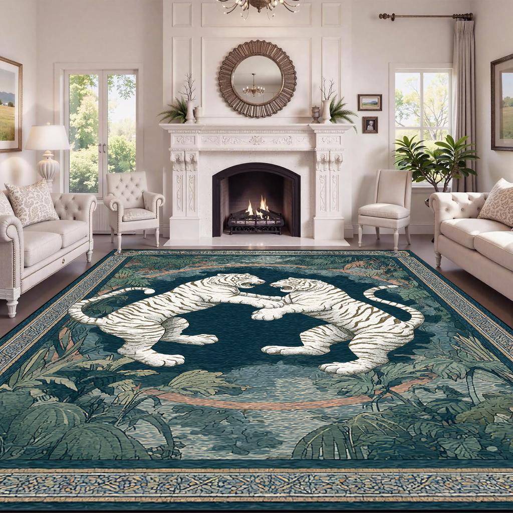 American Classic Style Carpet Tiger Pattern Living Room Decoration customizable Rugs Light Luxury Bedroom Washable Mat non-slip