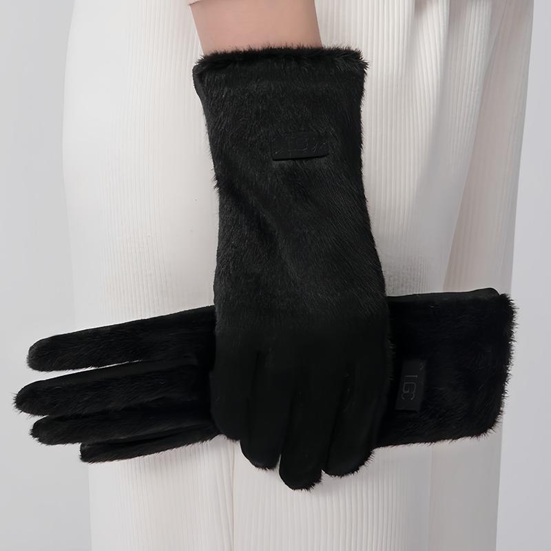 Korean Elegant Suede Gloves for Women Faux Mink Fur Warm and Skin Friendly Touch Screen Gloves Sweet and Soft Commuting Gloves