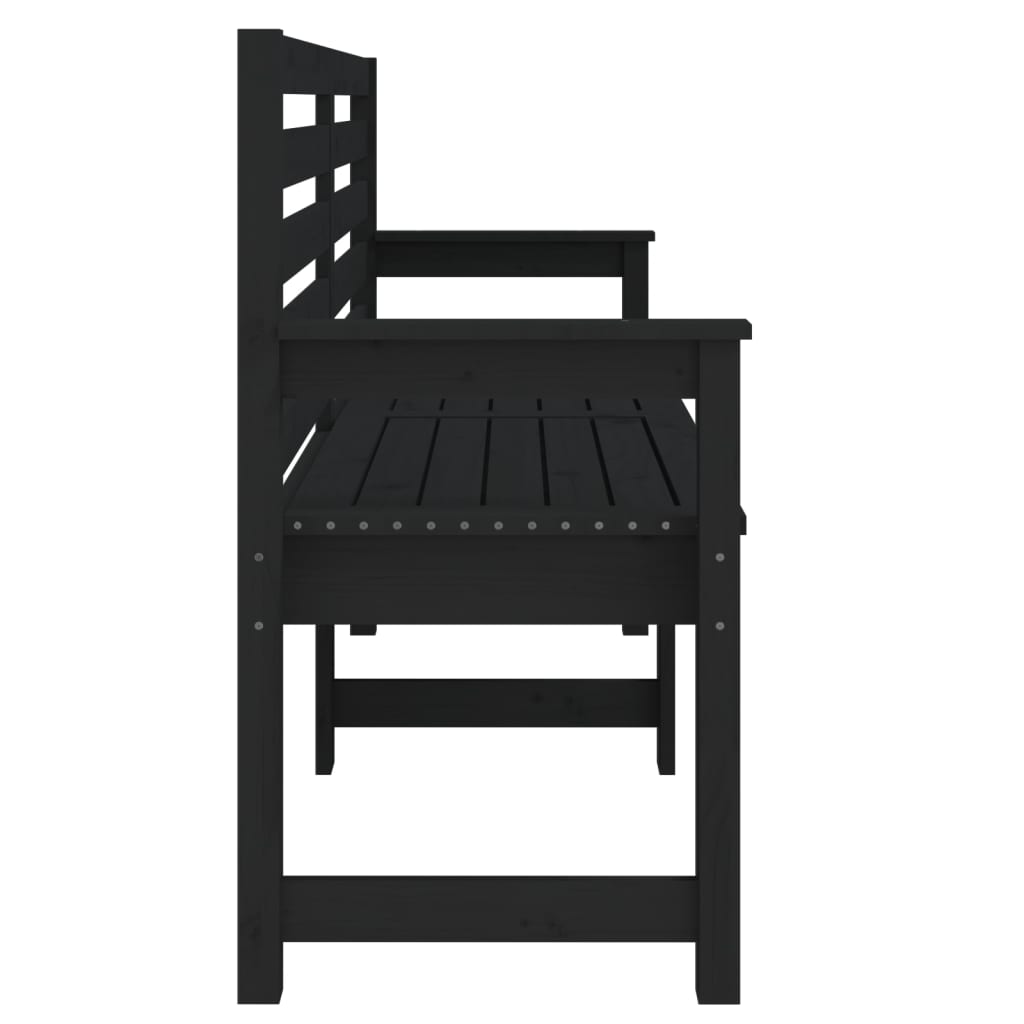 Garden Bench Black 159.5 x 48 x 91.5 cm Solid Pine Wood