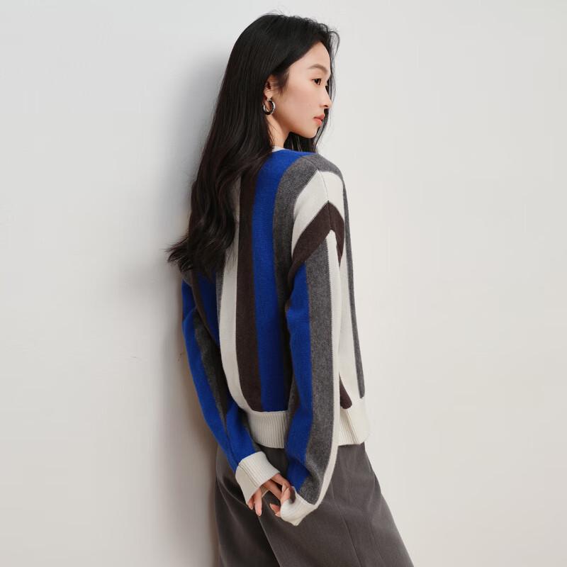 Elva' Island Women's Striped Long Sleeve Knit Cardigan