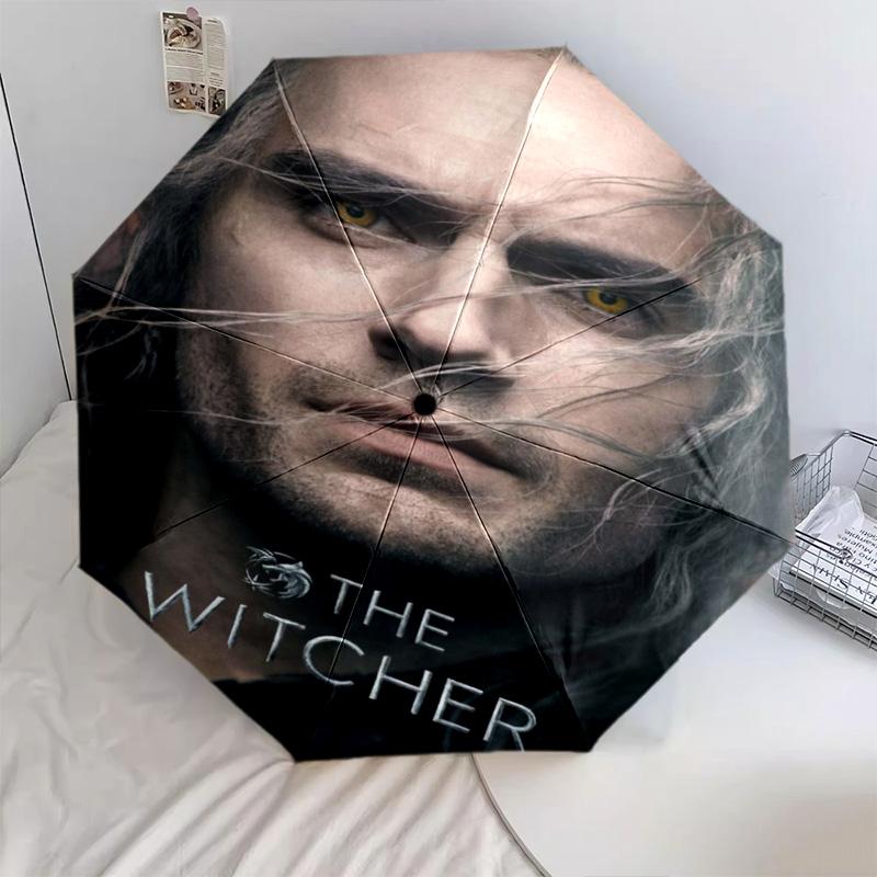 Witcher: Dark Warrior Automatic Umbrella - Suitable Travel Outdoor Portable Umbrella Birthday Gift Daily Essentials