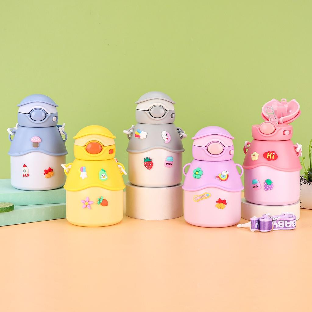 New Cartoon Figure Pot Belly Cup Stainless Steel Children's Thermos Cup Male and Female Students Portable Carrier Cup with Straw