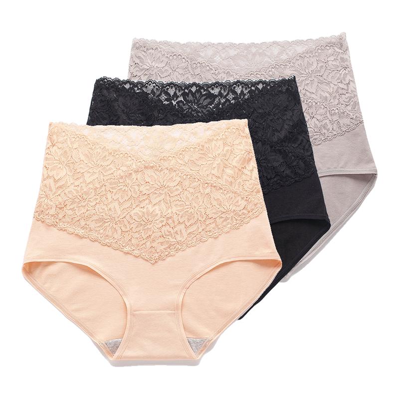 Underwear For Women Lace High Waist Briefs Tummy Control Butt Lift Sexy Large Size Cotton Panties