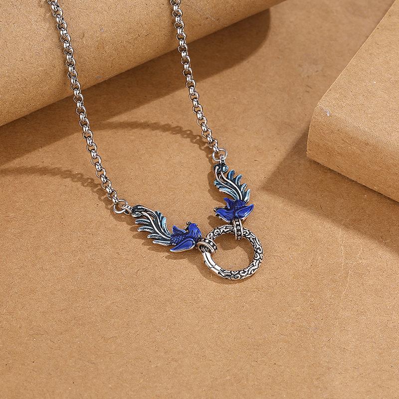 Vintage Cloisonne Enamel Pisces Necklace Unisex Detachable Fish Pendant Handmade Jewelry Gift for Men Women