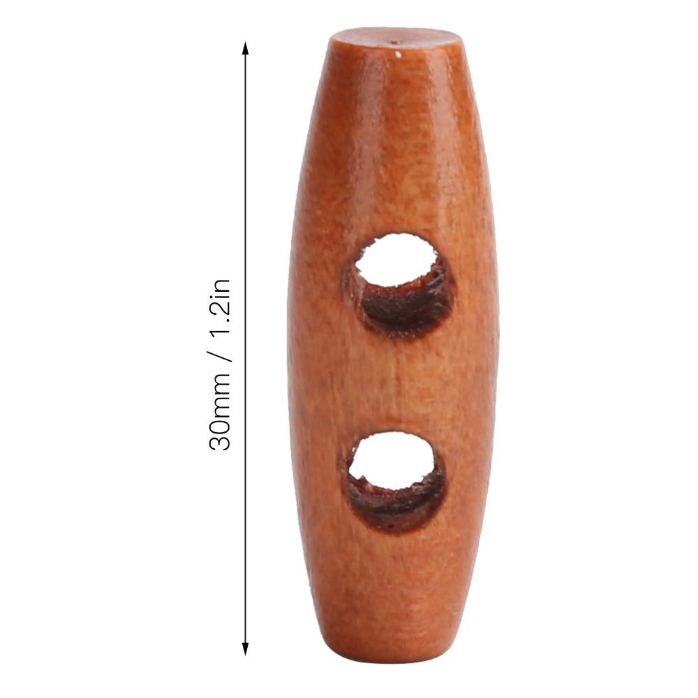 50pcs Reusable Wooden Toggle Buttons 2 Holes Design Wooden Sewing Buttons  For DIY Crafts