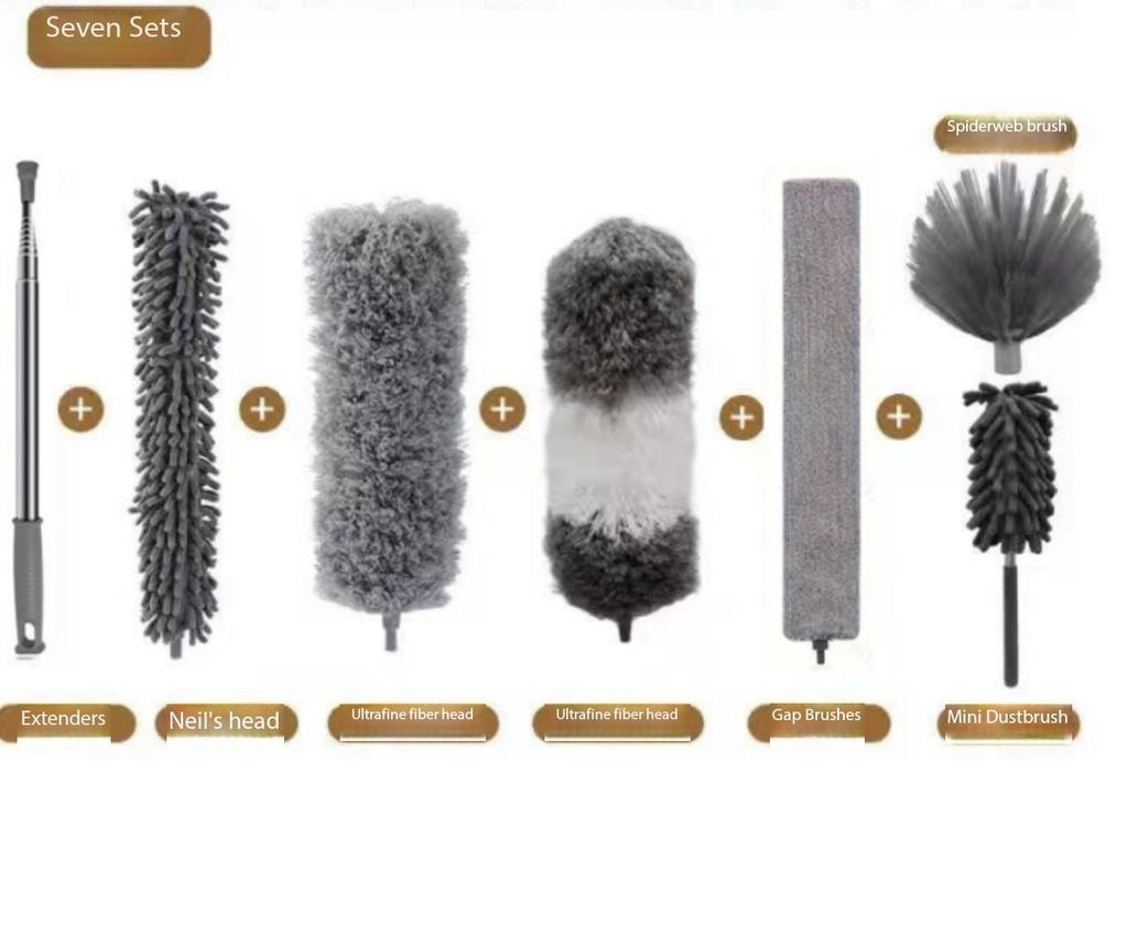 6 Bürstenköpfe 2,8 Meter Ein Stiel Mehrkopf-Staubsammler Verlängerte Ultrafeine Faser Deckenkehrer Hühnerfederstaub
