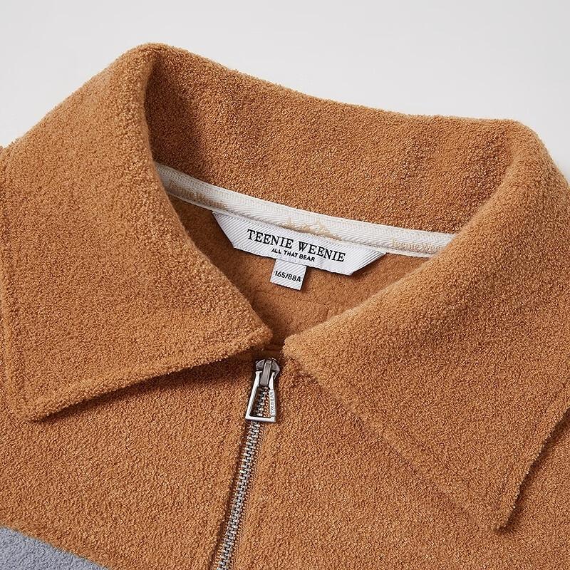 Teenie Weenie Women's Bear Spliced Half-Zip Polo Sweatshirt