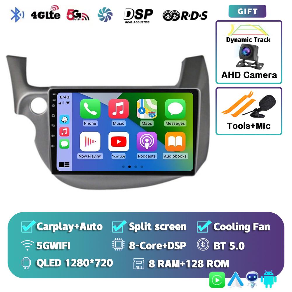 Android 14 Carplay Auto For HONDA FIT JAZZ 2007 - 2011 2012 2013 Car Radio Multimedia Player Video GPS Stereo WIFI+4G 2 Din DSP