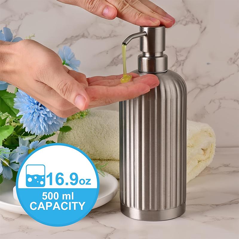 1 Stück Lotionflasche Multifunktional Korrosionsbeständig Aufbewahrung Langlebig Hotels Edelstahl Praktisch Robust Zuhause Badezimmer 500ML