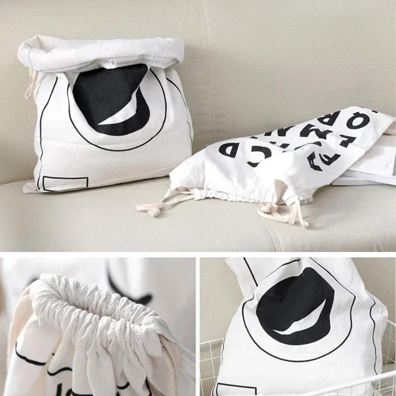 Leinen Baumwolle Wäschebeutel Tierstreifen Rucksack mit Kordelzug Cartoon Spielzeug Aufbewahrungstasche Kordelzug Schmutzwäschebeutel Organizer Tasche
