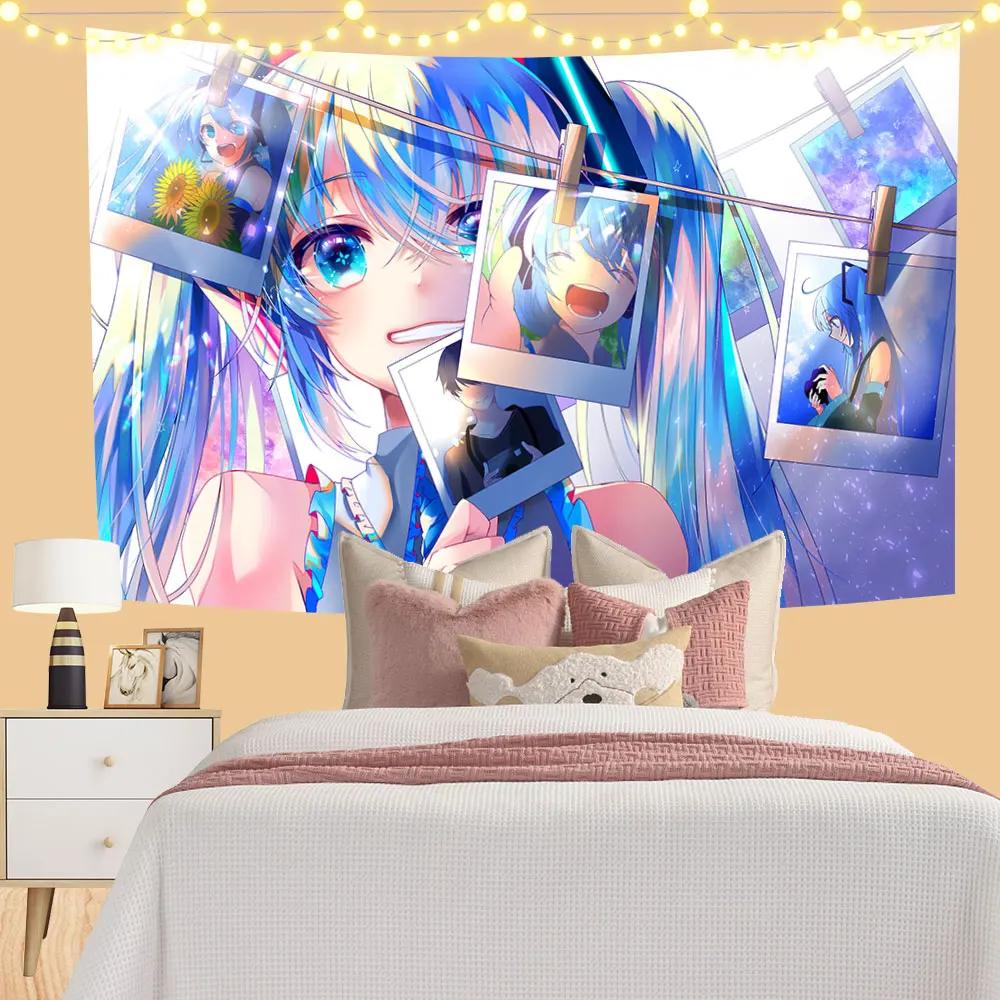 Kawaii Wandbehang-Wandteppiche Anime Süßes Mädchen Schlafzimmer Nachttisch Dekoration Japanischer Cartoon Heimdekorationen