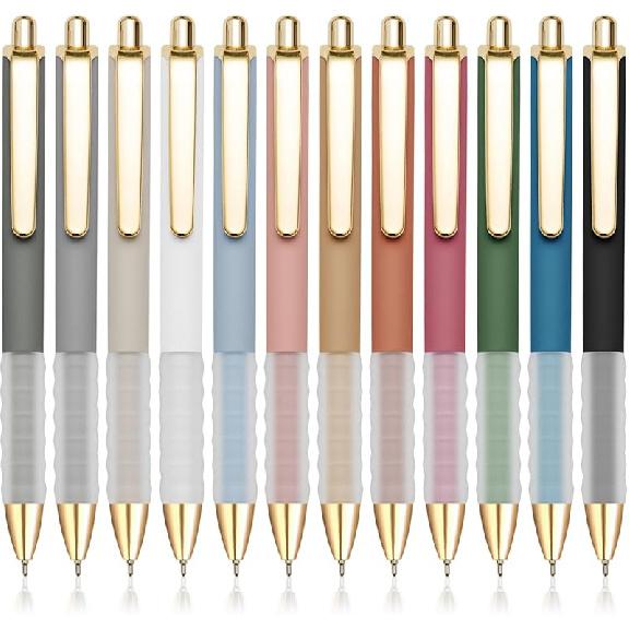 MiSiBao Black Ballpoint Pens 1.0mm Pens Retractable Ball Point Pens Smooth Writing (Metal Pen Clip, 12-pack)