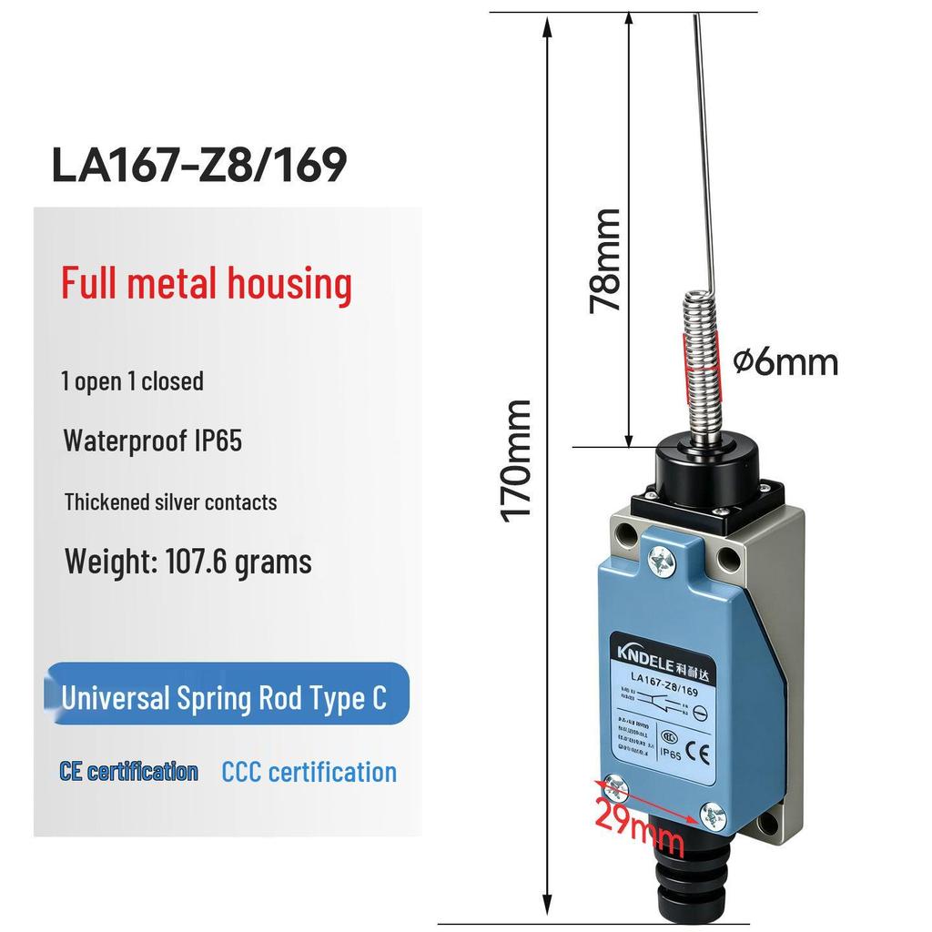 Self-Resetting Long Lever Universal Limit Switch with Spring Lever LA167-167