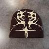 Fashion Blocked Color Flame Pattern Neutral Casual Knitted Hat Autumn For